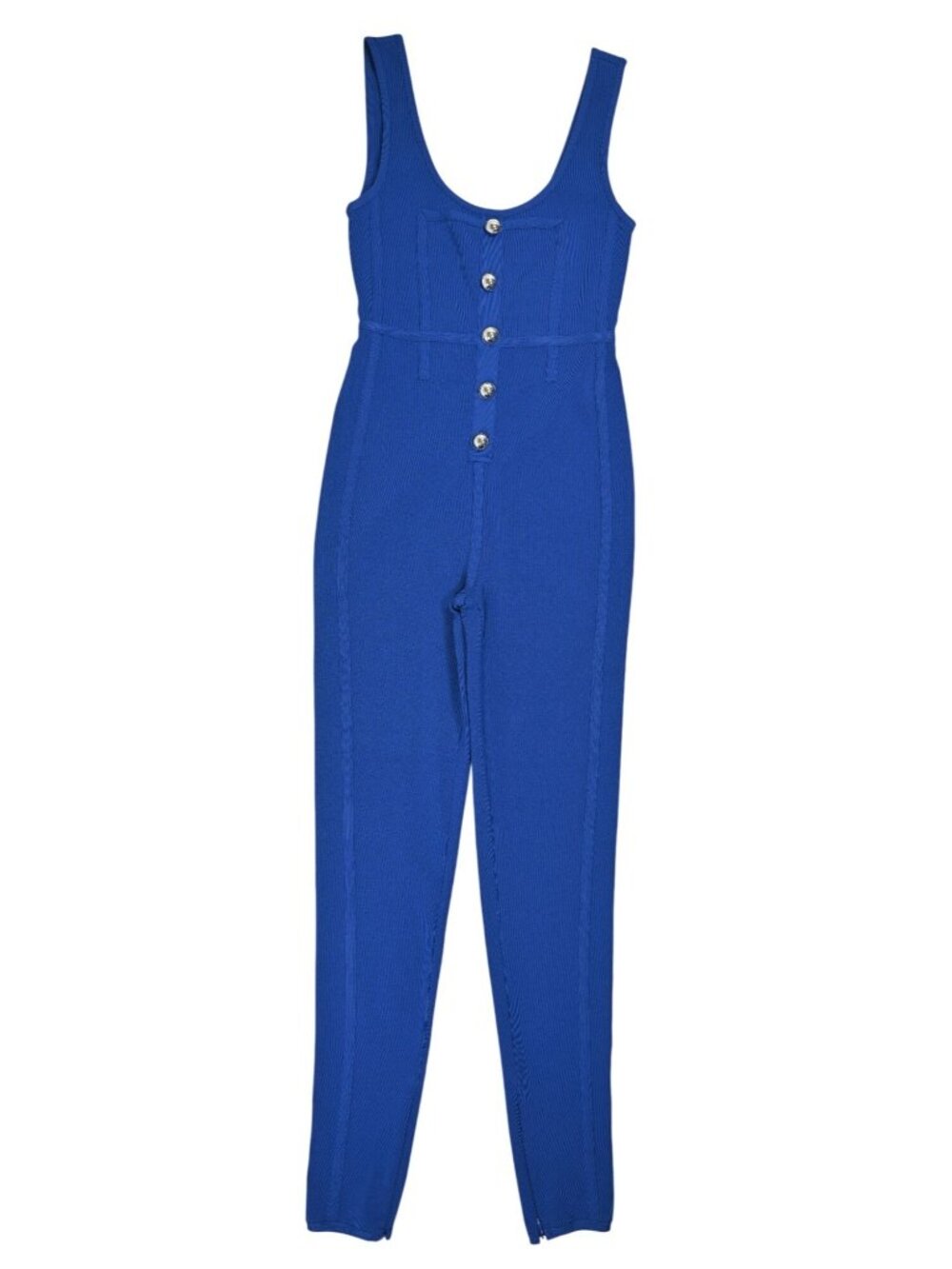 David Koma Front Button Detail Tank Top Knit Jumpsuit in Blue